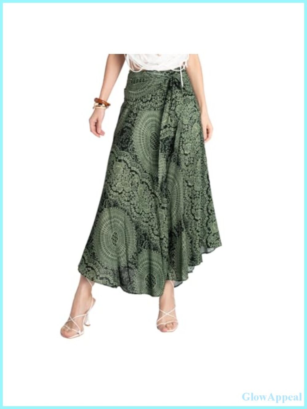 Women's Boho Maxi Skirt Convertible to Halter Dress, Tiered Elastic Waist